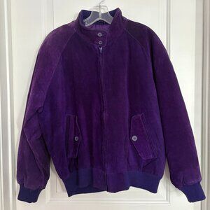 Vintage Purple Suede Leather Bomber Jacket from Korea Women’s Size Medium